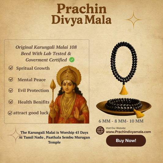 Prachin Divya Mala Original Karungali Malai with 108-Beads  with Govt. Certification