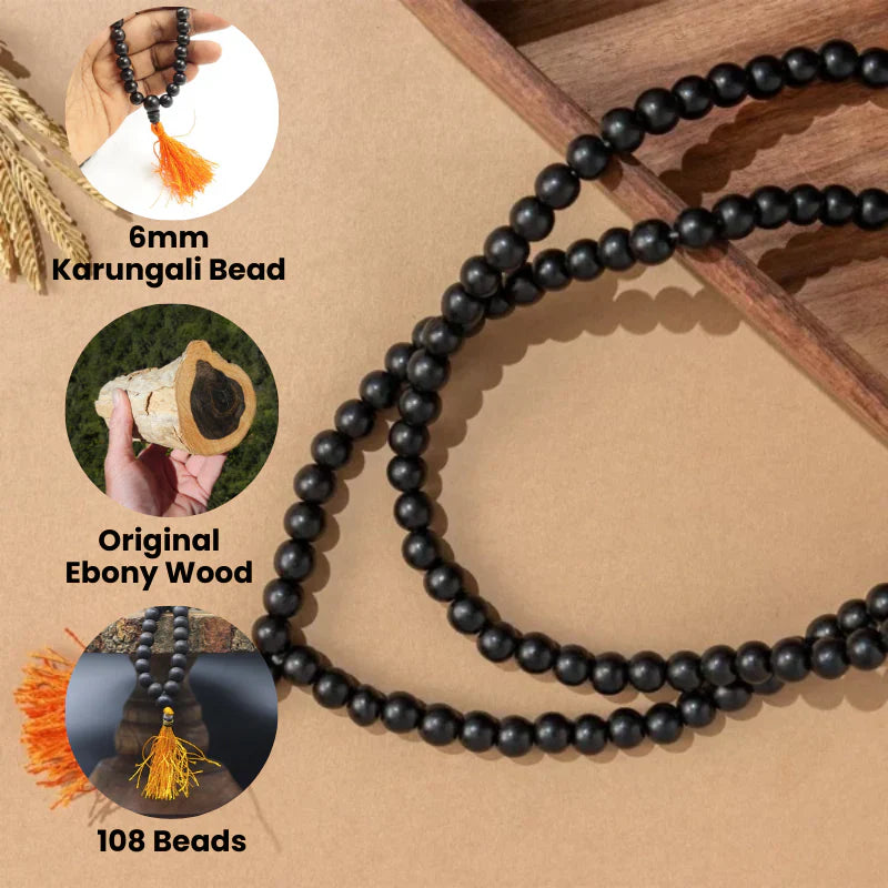 Prachin Divya Mala Original Karungali Malai with 108-Beads  with Govt. Certification
